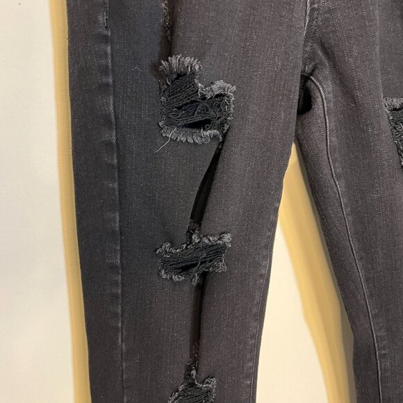 Aeropostale Jeans‎ Size 6 Long Womens High Rise Distressed Jegging Black Denim - Picture 4 of 9